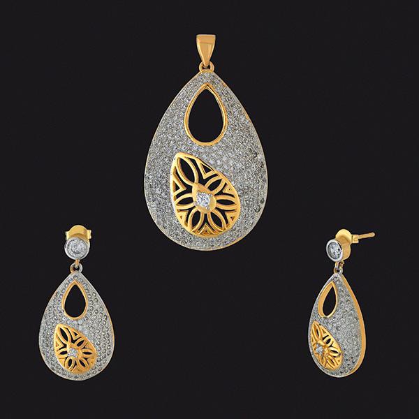 Kriaa AD Stone Gold Plated Pendant Set - 1202141