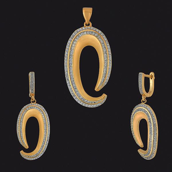 Kriaa AD Stone Gold Plated Pendant Set - 1202143