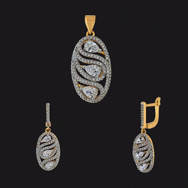 Kriaa AD Stone Gold Plated Pendant Set - 1202148