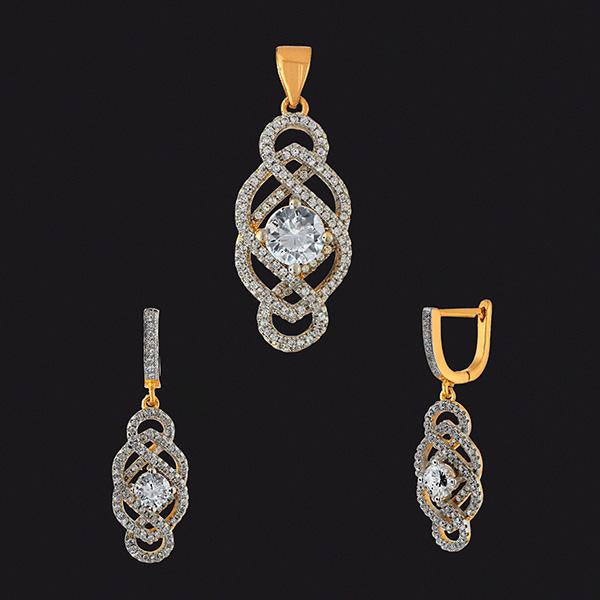 Kriaa AD Stone Gold Plated Pendant Set - 1202150