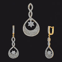 Kriaa AD Stone Gold Plated Pendant Set - 1202151