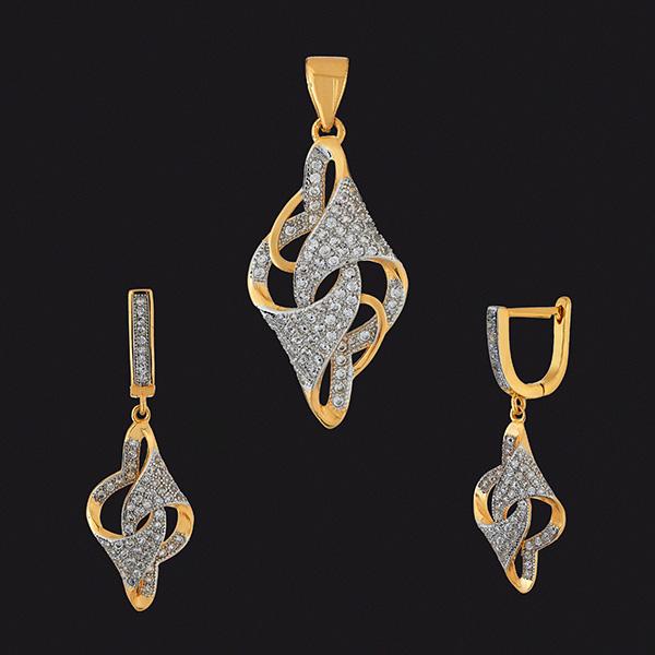 Kriaa AD Stone Gold Plated Pendant Set - 1202155