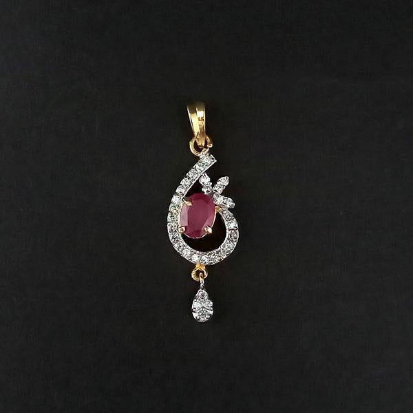 Kriaa Pink Ruby Stone Gold Plated Pendant - 1202178