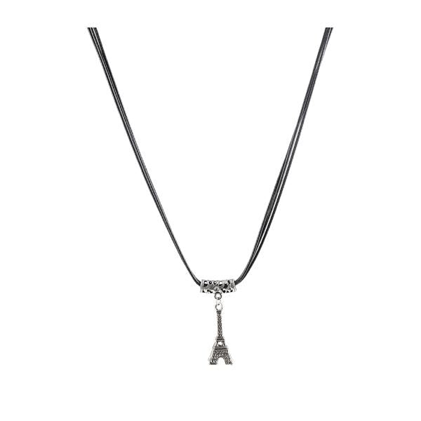 Silver Eiffel Tower Necklace with Cubic Zirconia