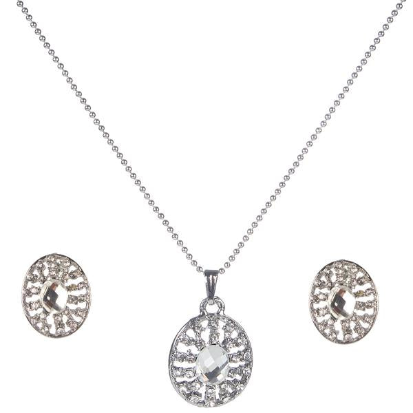 Urthn Austrian Stone Silver Plated Pendant Set - 1202317