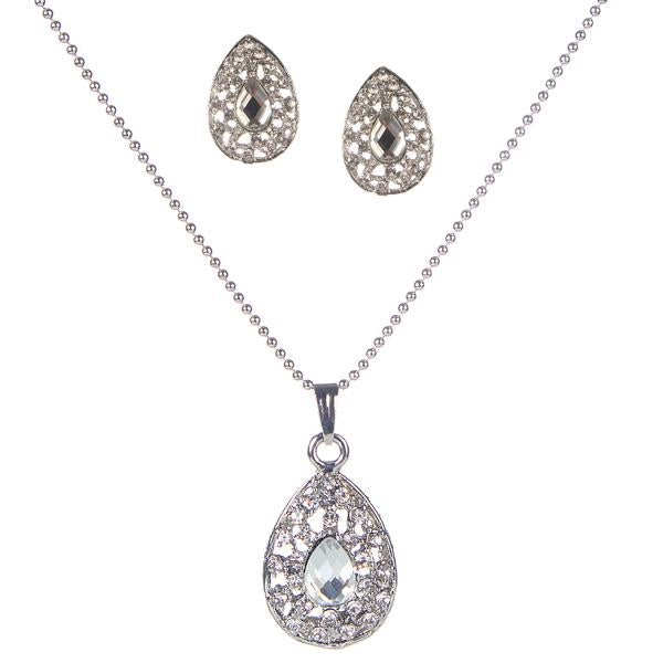 Urthn Austrian Stone Silver Plated Pendant Set - 1202319