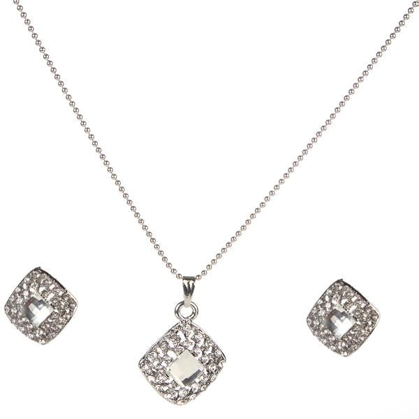 Urthn Austrian Stone Silver Plated Pendant Set - 1202320