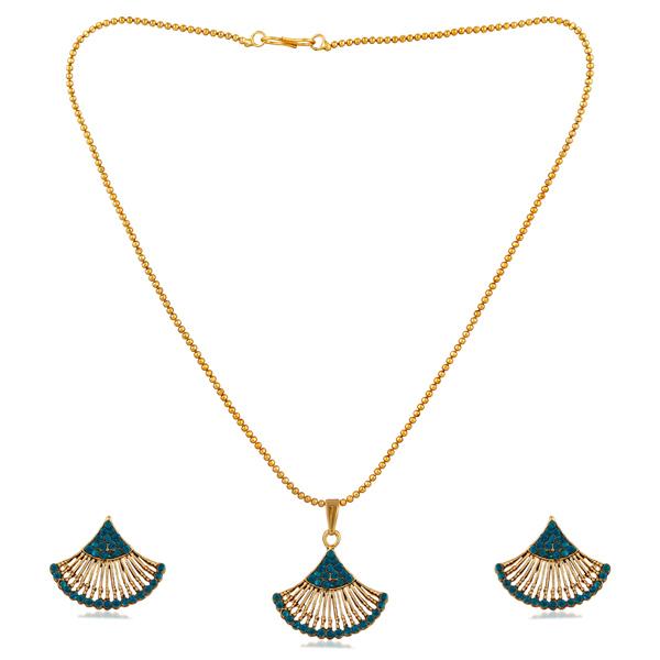 Kriaa Blue Austrian Stone Gold Plated Pendant Set - 1202328F