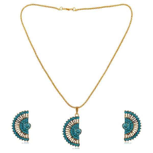 Kriaa Blue Austrian Stone Gold Plated Pendant Set - 1202329H