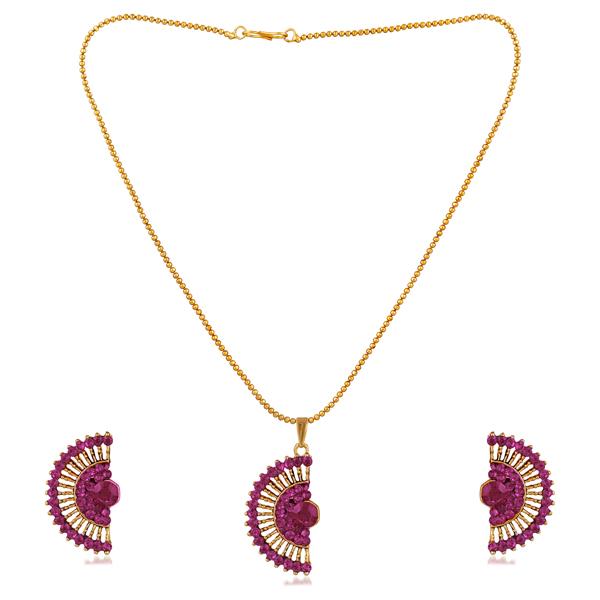 Kriaa Purple Austrian Stone Gold Plated Pendent Set - 1202329I