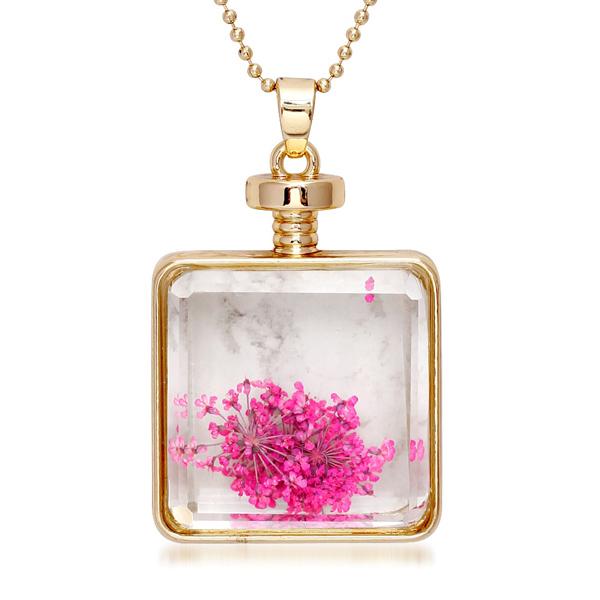 Urthn Pink Floral Gold Plated Chain Pendant - 1202407