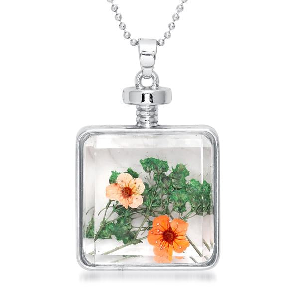 Urthn Orange Floral Gold Plated Chain Pendant - 1202411