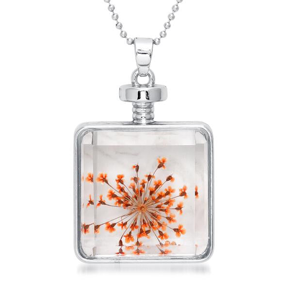 Urthn Orange Floral Gold Plated Chain Pendant - 1202416
