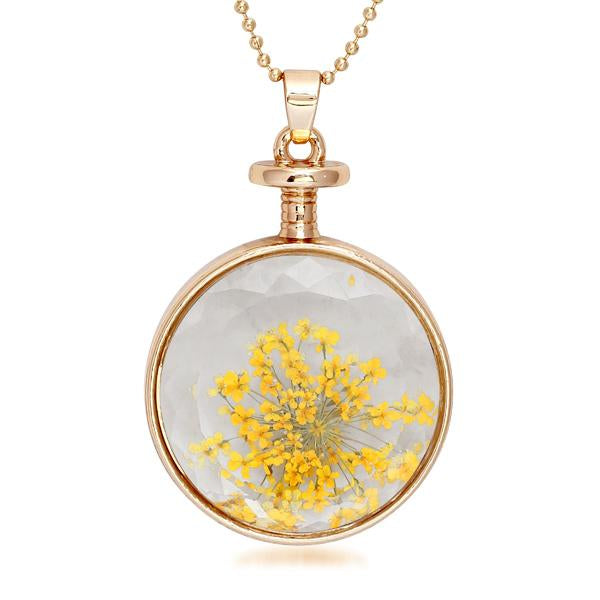Urthn Yellow Floral Gold Plated Chain Pendant - 1202420