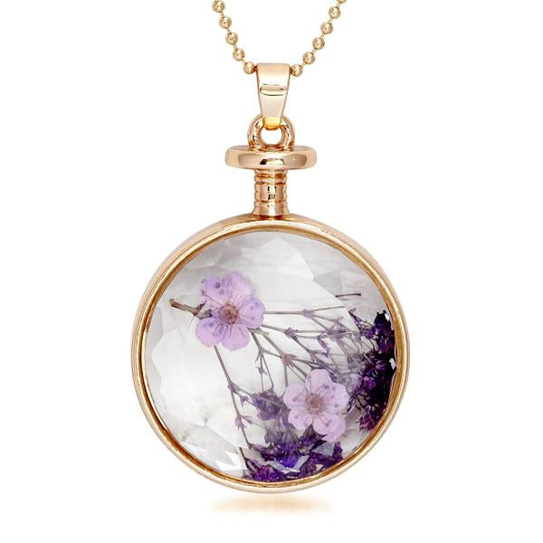 Urthn Purple Floral Gold Plated Chain Pendant - 1202426