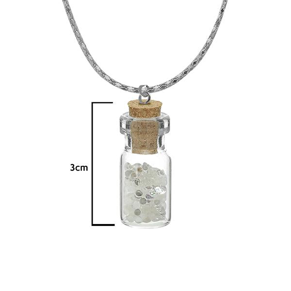 Urthn White Stone Silver Plated  Glass chain Pendant - 1202430B