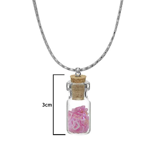 Urthn Pink Heart Silver Plated Glass Chain Pendant - 1202432