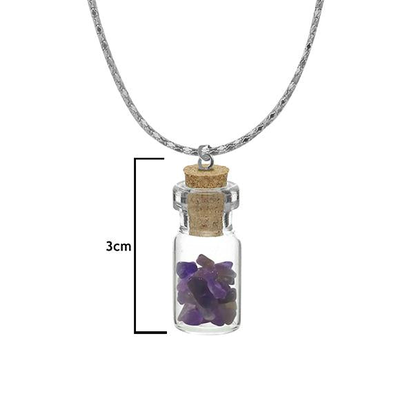 Urthn Purple Gem Stone Silver Plated Glass Chain Pendant - 1202433E