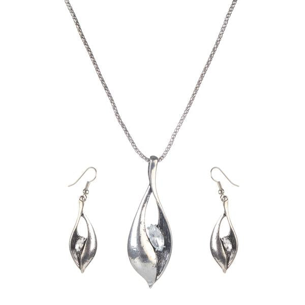 Urthn Rhodium Plated Pendant set - 1202519