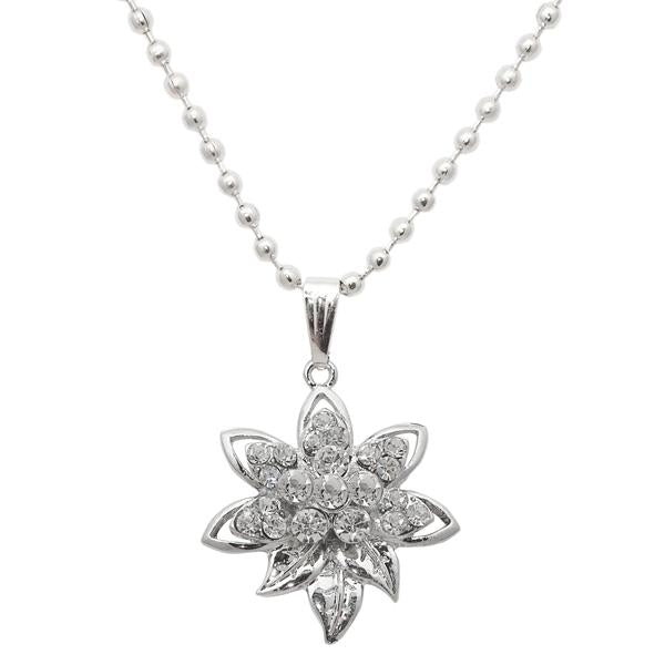 Regina Floral Shape White Austrian Stone Chain Pendant