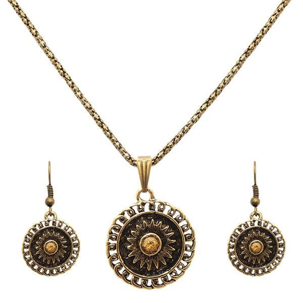 Tip Top Fashions Round Shaped Gold Plated Pendant Sets - 1202543