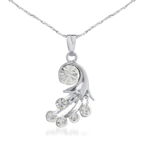 Kriaa Austrian Stone Rhodium Plated  Chain Pendant - 1202602