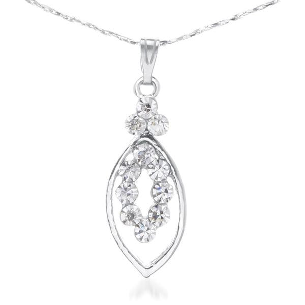 Kriaa Austrian Stone Silver Plated Chain Pendant - 1202608