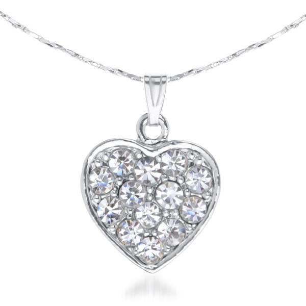 Kriaa Rhodium Plated Heart Design Chain Pendant - 1202609