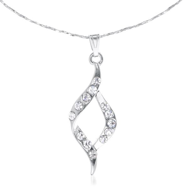 Kriaa Rhodium Plated Austrian Stone Chain Pendant - 1202612