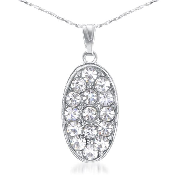 Kriaa Austrian Stone Round Silver Plated Pendant - 1202613