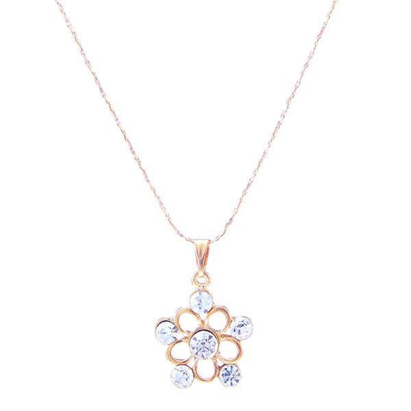 Kriaa Rose Gold Plated Austrian Stone Chain Pendant - 1202625