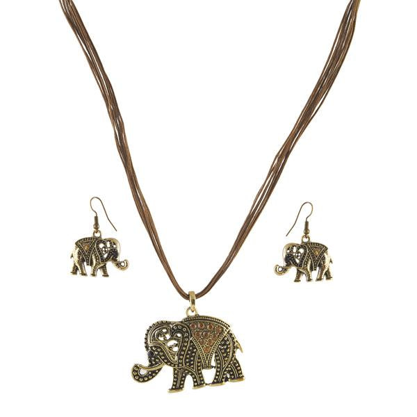 Urthn Austrian Stone Elephant Shape Pendant Set - 1202708