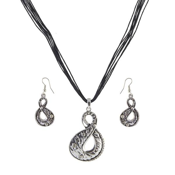 Urthn Austrian Stone Rhodium Plated Pendant Set - 1202717