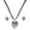 Urthn Heart Shape Rhodium Plated Pendant Set - 1202719
