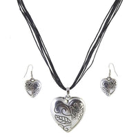 Urthn Heart Shape Rhodium Plated Pendant Set - 1202719