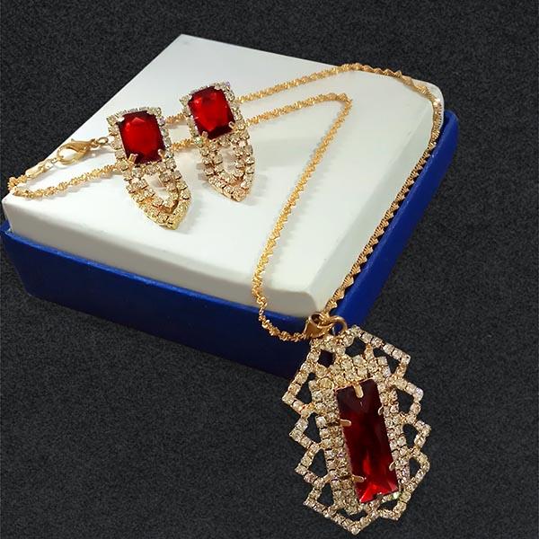 Kriaa Red Gold Plated Pendant Set - 1202803