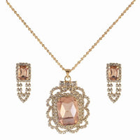 Kriaa Orange Austrian Stone Gold Plated Pendant Set - 1202915