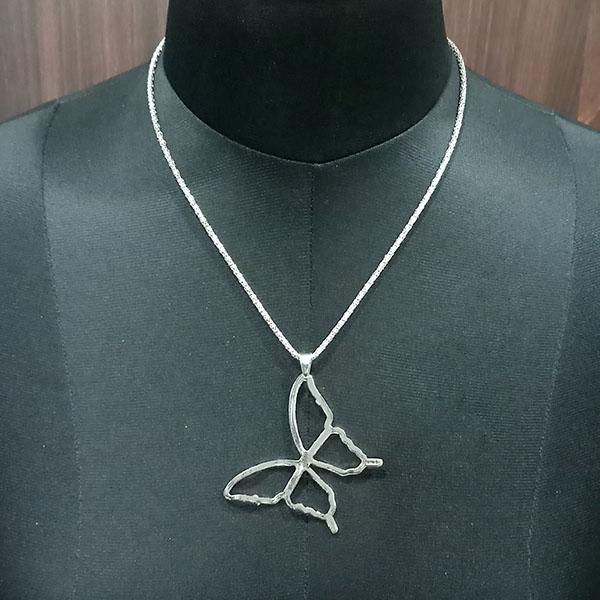 Urthn Butterfly Design Rhodium Plated Chain Pendant - 1203026