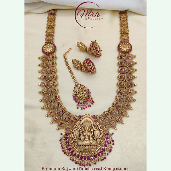 Jewel Addiction Copper Plated Rajwadi Finish Temple Necklace Set
