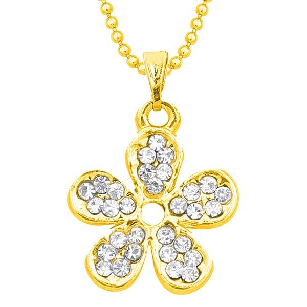 Regina Gold Plated Austrian Stone Floral Chain Pendant - 1203117B