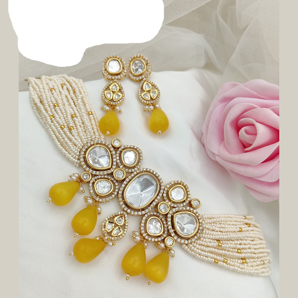 Jewel Addiction Gold Plated Kundan Choker Necklace Set – JewelEMarket