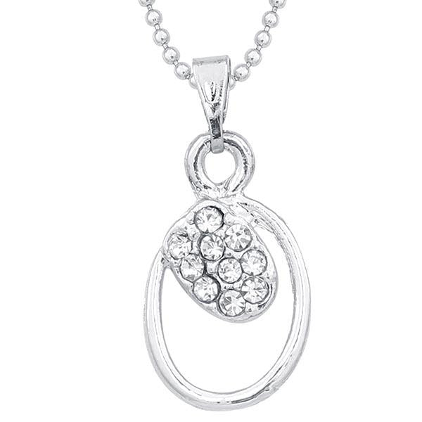 Kriaa Rhodium Plated Austrian Stone Chain Pendant - 1203119A