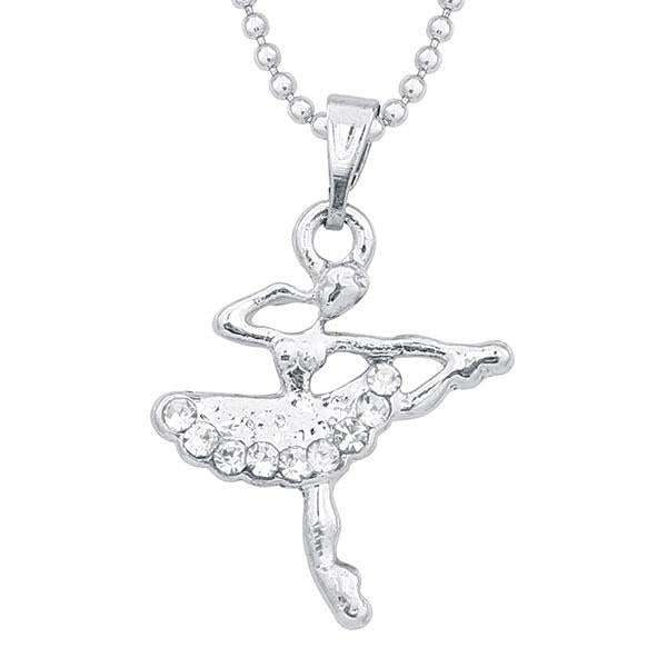 Kriaa Austrian Stone Rhodium Plated Chain Pendant - 1203121A