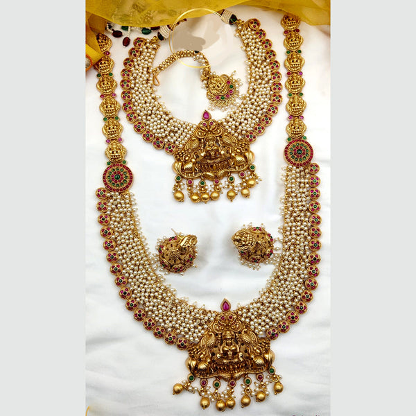 Jewel Addiction Copper Gold Plated Pearl Temple Necklace Set