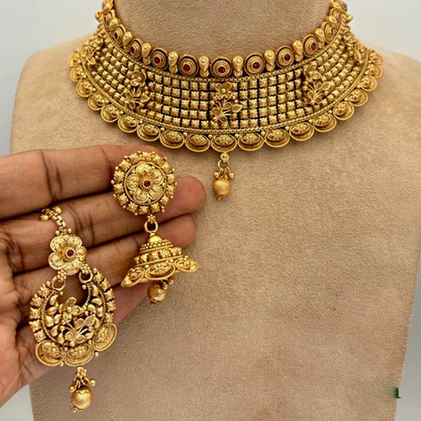 Jewel Addiction Gold Plated Pota Stone Choker Necklace Set