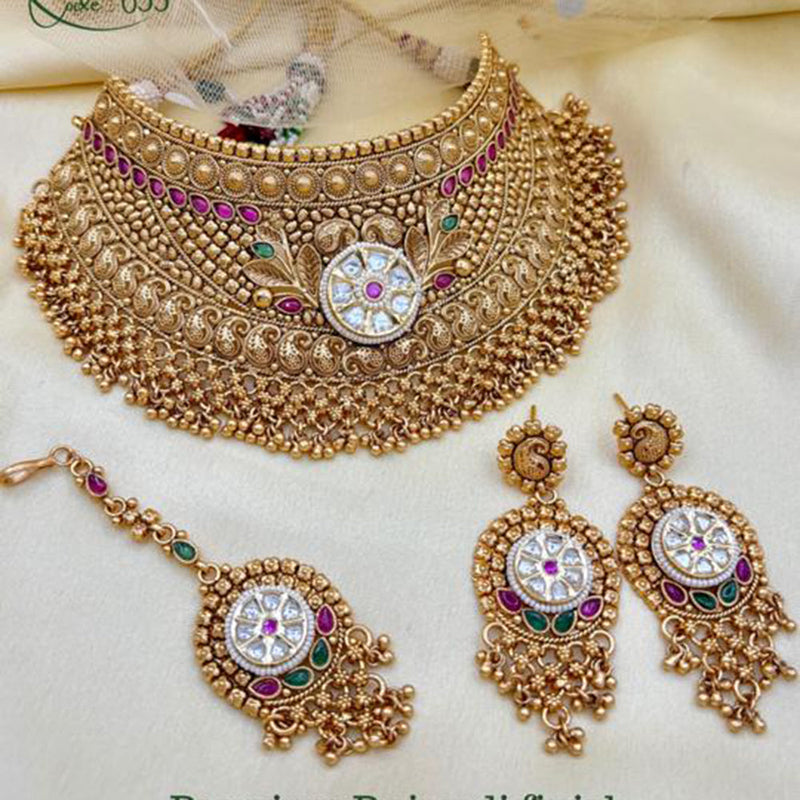 Jewel Addiction Gold Plated Pota Stone Choker Necklace Set