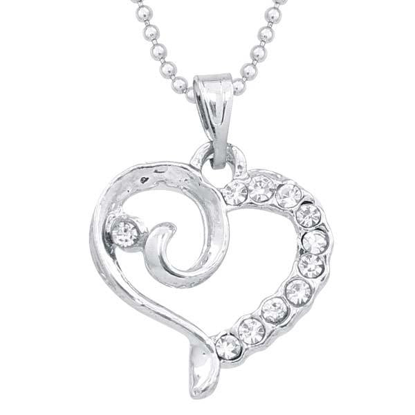 Regina Austrian Stone Silver Plated Love Heart Chain Pendant - 1203123A