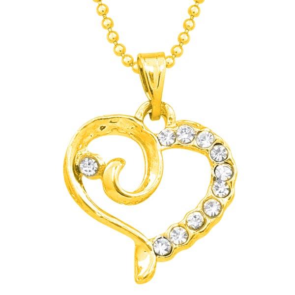 Kriaa Austrian Stone Gold Plated Heart Shape Chain Pendant - 1203123B