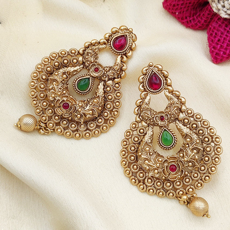 Jewel Addiction Copper Gold Pota Stone Dangler Earrings