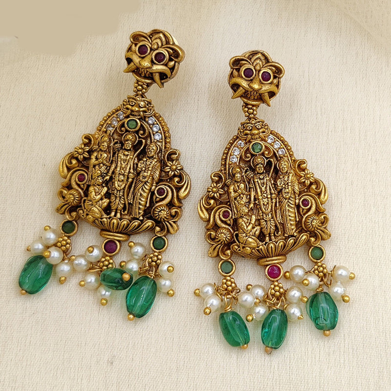 Jewel Addiction Copper Gold Pota Stone Dangler Earrings